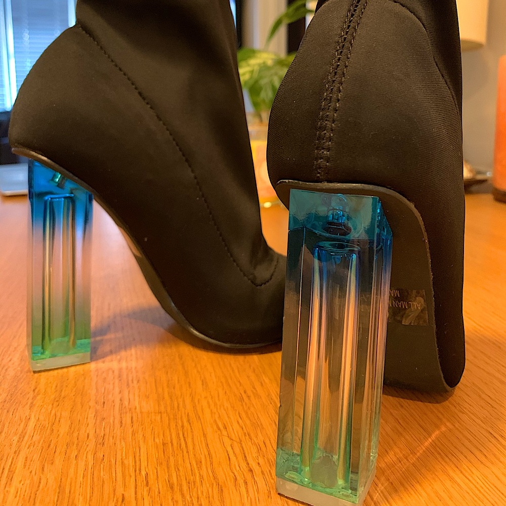 Fashion Nova boots- Lucite heels Size 6